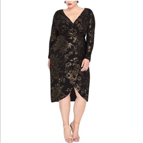 RACHEL Rachel Roy Dresses & Skirts - Rachel Roy Floral Foil Print Wrap Dress Black RACHEL Rachel Roy Dresses & Skirts - Rachel Roy Floral Foil Print Wrap Dress Black